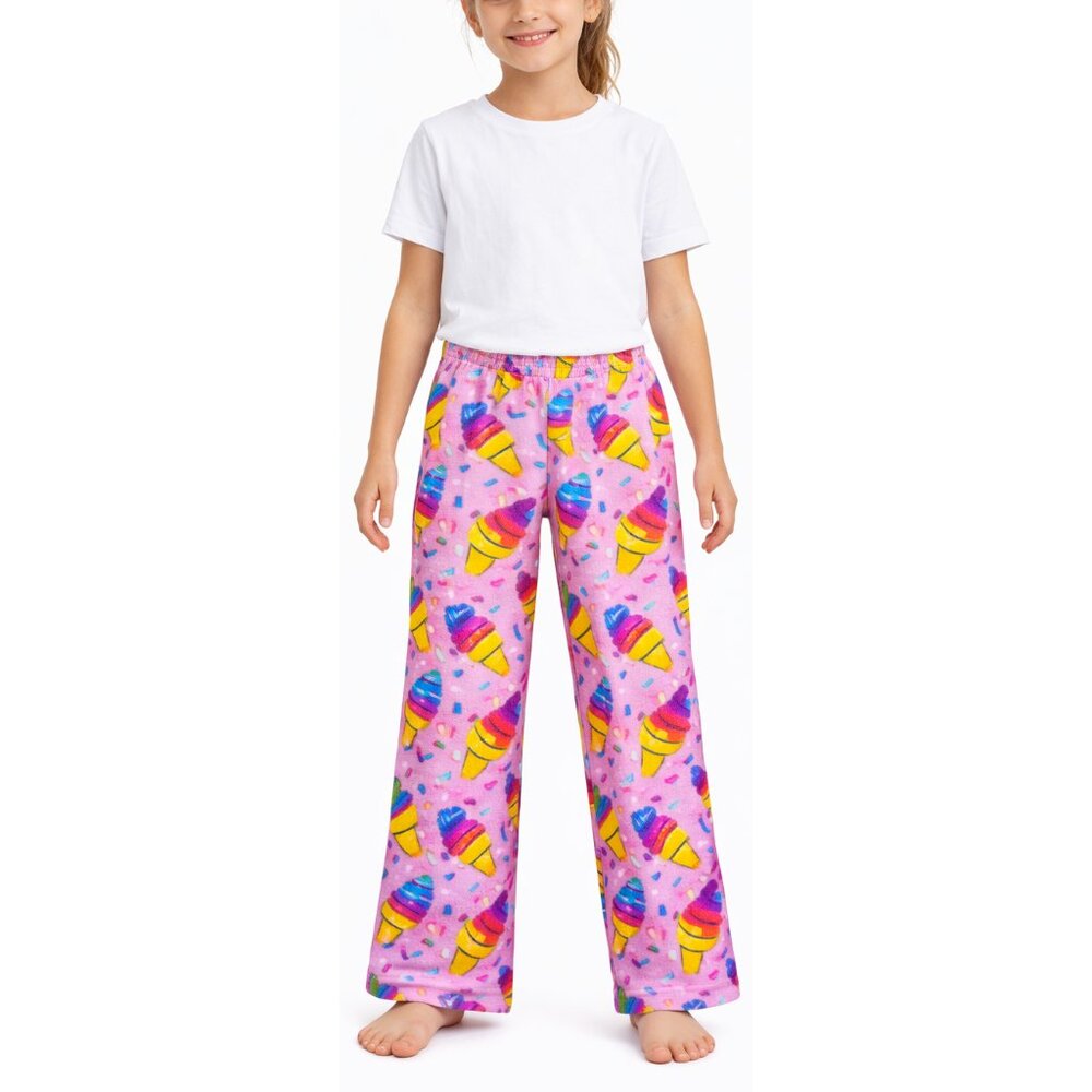Girls Ice Cream Pajama Pants, Soft Fleece Lounge PJ Bottoms, Junior Small, NWT